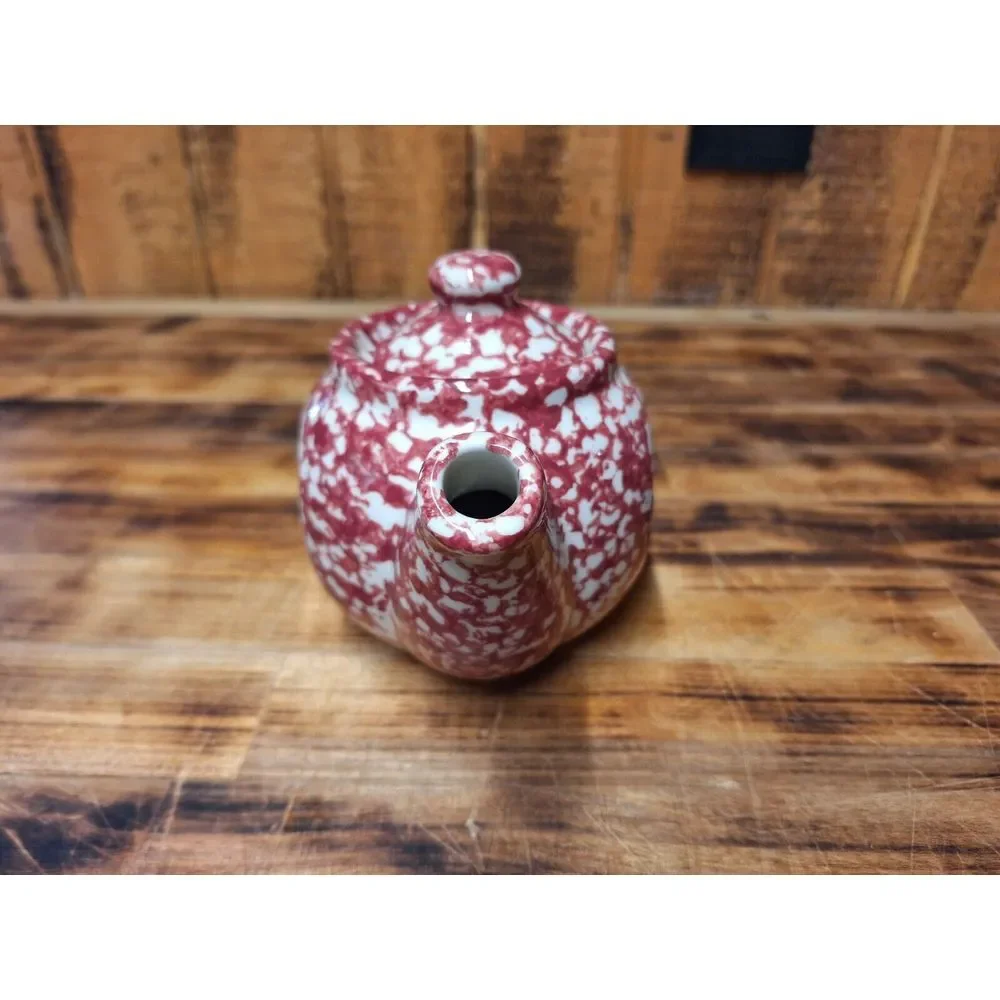 Roseville Rose Spongeware Pottery Workshops of Gerald Henn Mini Tea Pot‎